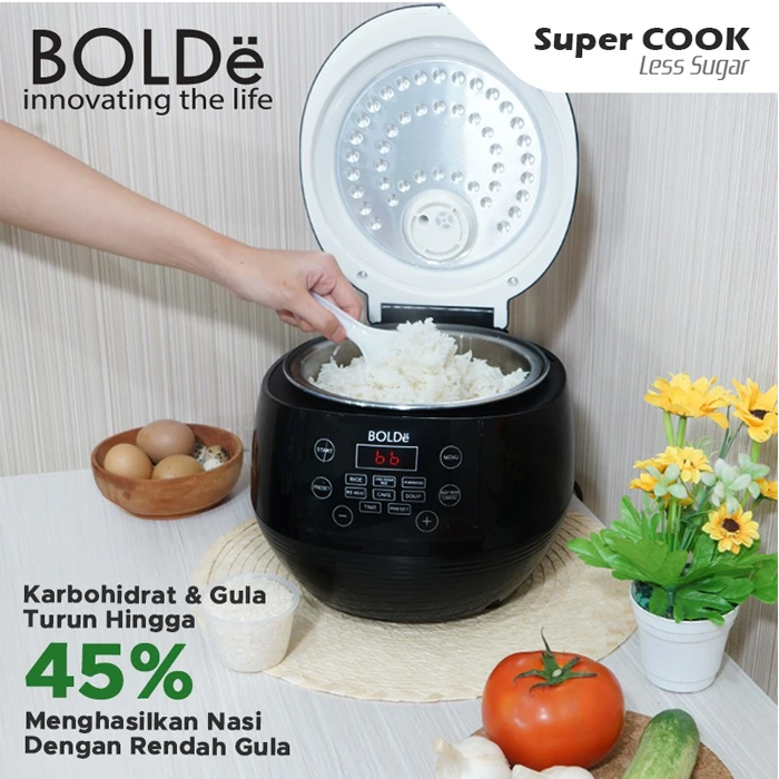 Bolde Rice Cooker Super COOK Less Sugar - Hitam 
